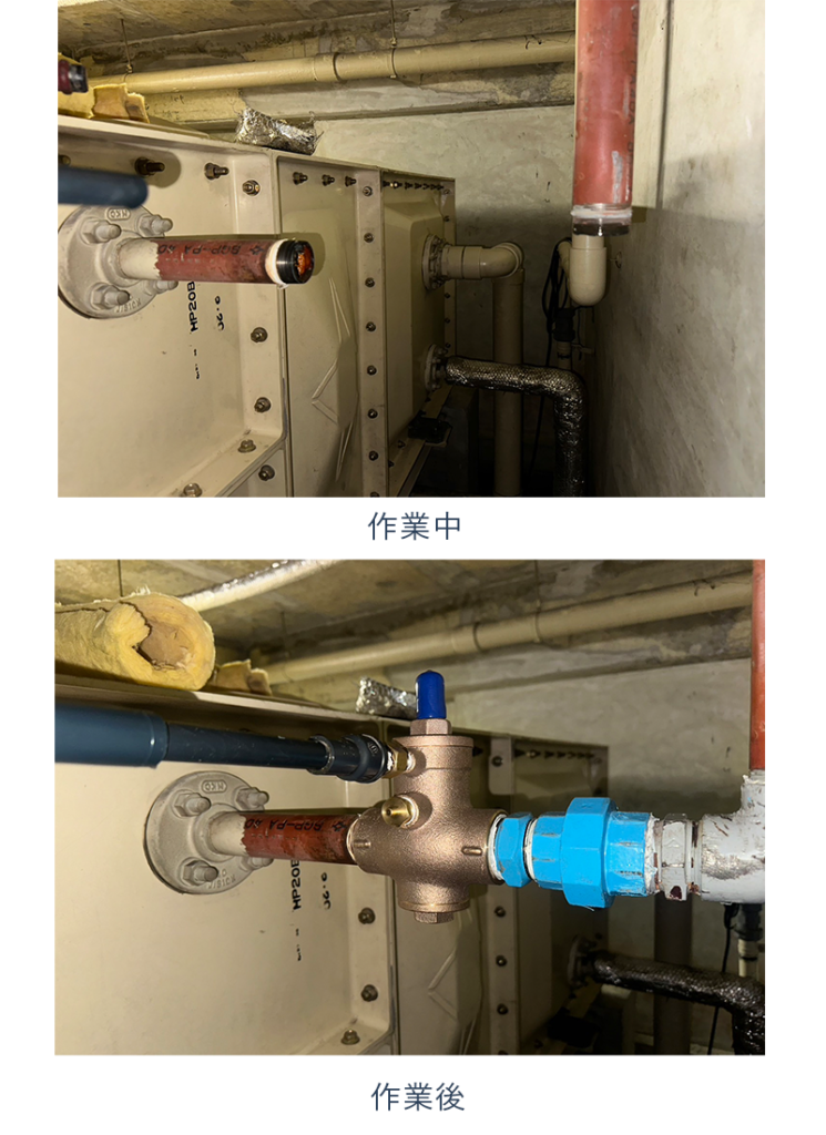 京都市内　受水槽給水配管改修作業 | の施工後の画像